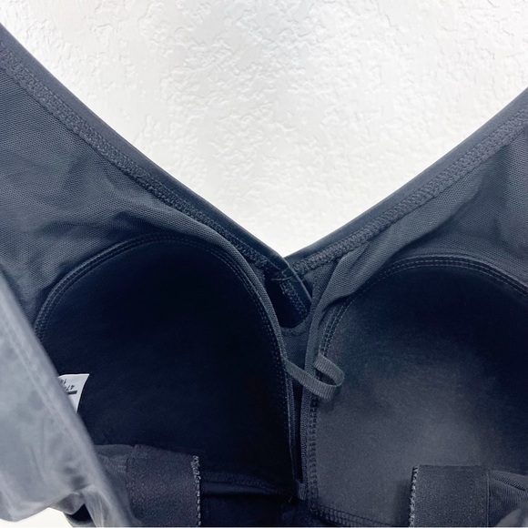 Ellos Black Surplice One Piece Swimsuit Sarong Front Size 14W - Picture 4 of 7